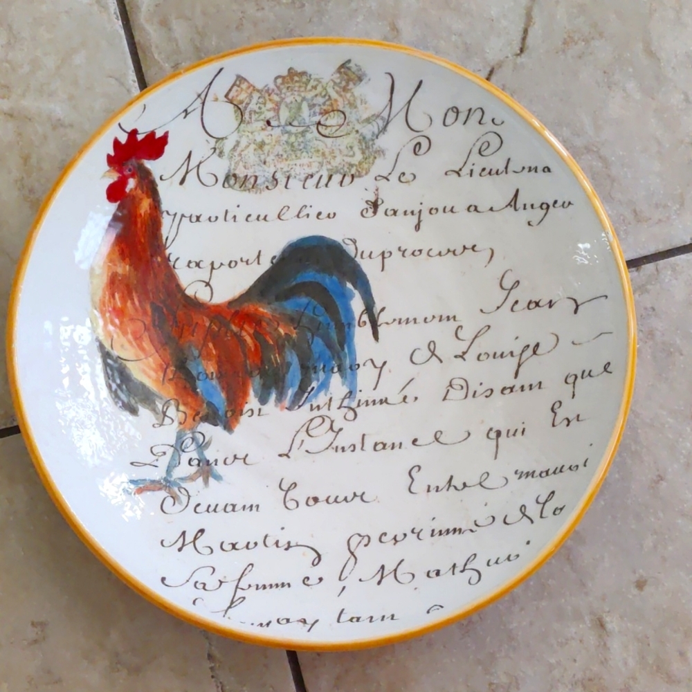 Williams Sonoma Rooster Script Pasta Large Serving Bowl Italy 14”